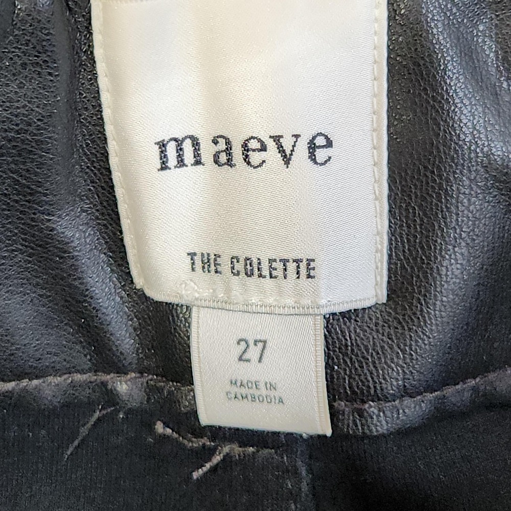 Maeve Pants Womens 27 Black The Colette Faux Leather Cropped‎ Wide Leg High Rise - Picture 3 of 8